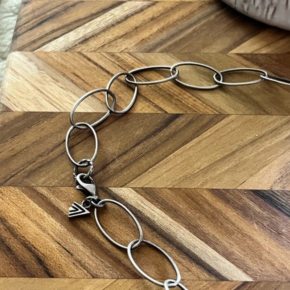 Oxidized Brushed Oval Links Sterling Silver Necklace - Picture 3 of 4